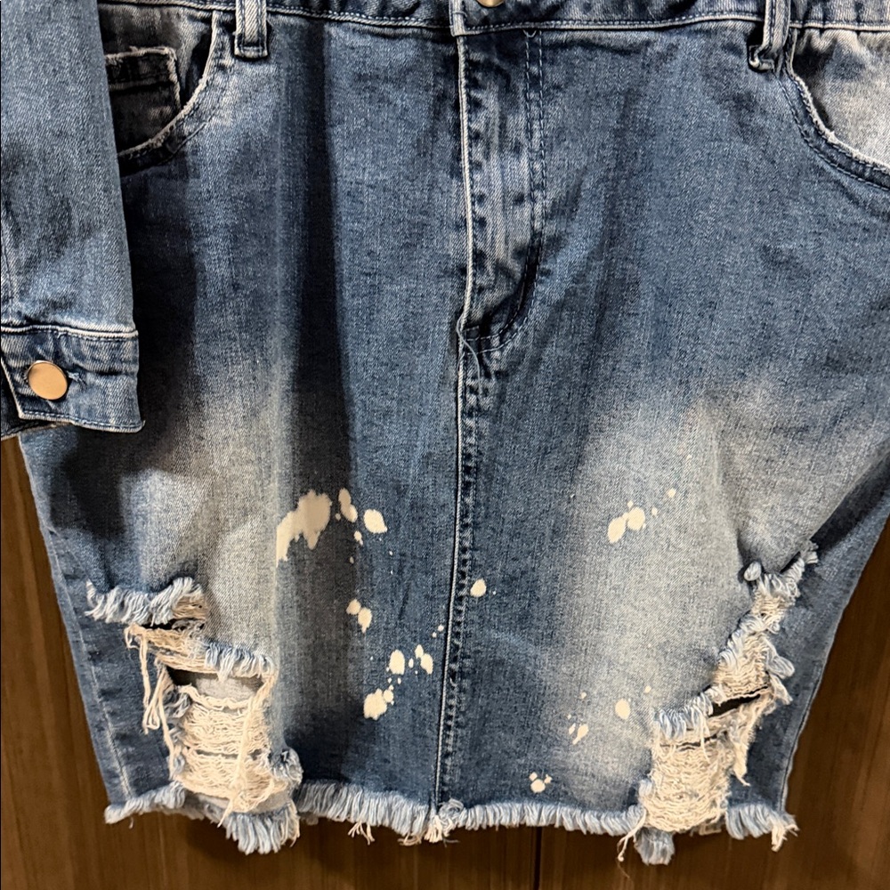 Fashion Nova Blue Distressed Denim Mini Dress - Picture 4 of 5